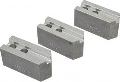 Abbott Workholding Products - 6" & Up Chuck Capacity, 1.5mm x 60° Serrated Attachment, Square Soft Lathe Chuck Jaw - 3 Jaws, Aluminum, 0.7874" Btw Mount Hole Ctrs, 3" Long x 1-1/4" Wide x 1-1/2" High, 0.4724" Groove, 0.3937" & 10mm Fastener - Apex Tool & Supply