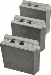 Abbott Workholding Products - 8" & Up Chuck Capacity, 1.5mm x 60° Serrated Attachment, Square Soft Lathe Chuck Jaw - 3 Jaws, Aluminum, 63/64" Btw Mount Hole Ctrs, 4" Long x 1-1/2" Wide x 4" High, 0.5512" Groove, 0.4724" & 12mm Fastener - Apex Tool & Supply