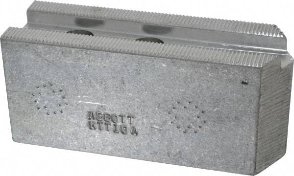 Abbott Workholding Products - 10" & Up Chuck Capacity, 1.5mm x 60° Serrated Attachment, Square Soft Lathe Chuck Jaw - 3 Jaws, Aluminum, 1.1811" Btw Mount Hole Ctrs, 4-1/2" Long x 1-1/2" Wide x 2" High, 0.6299" Groove, 0.4724" & 12mm Fastener - Apex Tool & Supply