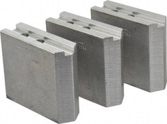 Abbott Workholding Products - 10" & Up Chuck Capacity, 1.5mm x 60° Serrated Attachment, Square Soft Lathe Chuck Jaw - 3 Jaws, Aluminum, 1.1811" Btw Mount Hole Ctrs, 4-1/2" Long x 1-1/2" Wide x 4" High, 0.6299" Groove, 0.4724" & 12mm Fastener - Apex Tool & Supply