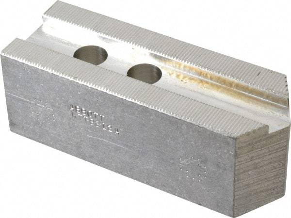 Abbott Workholding Products - 12" & Up Chuck Capacity, 1.5mm x 60° Serrated Attachment, Square Soft Lathe Chuck Jaw - 3 Jaws, Aluminum, 1.1811" Btw Mount Hole Ctrs, 5-1/2" Long x 2" Wide x 2" High, 0.8268" Groove, 0.6299" & 16mm Fastener - Apex Tool & Supply