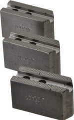 Abbott Workholding Products - 5" & Up Chuck Capacity, 1.5mm x 60° Serrated Attachment, Square Soft Lathe Chuck Jaw - 3 Jaws, Steel, 0.7087" Btw Mount Hole Ctrs, 2-1/2" Long x 1" Wide x 1-1/2" High, 0.3937" Groove, 0.315" & 8mm Fastener - Apex Tool & Supply