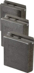Abbott Workholding Products - 5" & Up Chuck Capacity, 1.5mm x 60° Serrated Attachment, Square Soft Lathe Chuck Jaw - 3 Jaws, Steel, 0.7087" Btw Mount Hole Ctrs, 2-1/2" Long x 1" Wide x 3" High, 0.3937" Groove, 0.315" & 8mm Fastener - Apex Tool & Supply