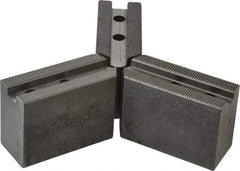 Abbott Workholding Products - 6" & Up Chuck Capacity, 1.5mm x 60° Serrated Attachment, Square Soft Lathe Chuck Jaw - 3 Jaws, Steel, 63/64" Btw Mount Hole Ctrs, 3" Long x 1-1/4" Wide x 2" High, 0.4331" Groove, 0.315" & 8mm Fastener - Apex Tool & Supply