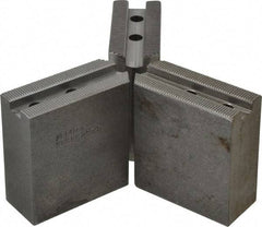 Abbott Workholding Products - 6" & Up Chuck Capacity, 1.5mm x 60° Serrated Attachment, Square Soft Lathe Chuck Jaw - 3 Jaws, Steel, 63/64" Btw Mount Hole Ctrs, 3" Long x 1-1/4" Wide x 3" High, 0.4331" Groove, 0.315" & 8mm Fastener - Apex Tool & Supply