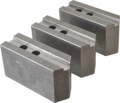 Abbott Workholding Products - 12" & Up Chuck Capacity, 1.5mm x 60° Serrated Attachment, Square Soft Lathe Chuck Jaw - 3 Jaws, Steel, 1.1811" Btw Mount Hole Ctrs, 5-1/2" Long x 2" Wide x 3" High, 0.7087" Groove, 0.5512" & 14mm Fastener - Apex Tool & Supply