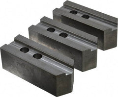 Abbott Workholding Products - 12" & Up Chuck Capacity, 1.5mm x 60° Serrated Attachment, Square Soft Lathe Chuck Jaw - 3 Jaws, Steel, 1.1811" Btw Mount Hole Ctrs, 5-1/2" Long x 2" Wide x 2" High, 0.8268" Groove, 0.6299" & 16mm Fastener - Apex Tool & Supply