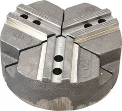 Abbott Workholding Products - 6" & Up Chuck Capacity, 1.5mm x 60° Serrated Attachment, Round Soft Lathe Chuck Jaw - 3 Jaws, Cast Iron, 0.7874" Btw Mount Hole Ctrs, 6" Wide x 2" High, 0.4724" Groove, 0.3937" & 10mm Fastener - Apex Tool & Supply
