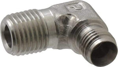Parker - 1/4" OD, Stainless Steel Male Elbow - 9/16" Hex, Comp x MNPT Ends - Apex Tool & Supply