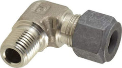Parker - 3/8" OD, Stainless Steel Male Elbow - 5/8" Hex, Comp x MNPT Ends - Apex Tool & Supply