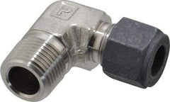 Parker - 3/8" OD, Stainless Steel Male Elbow - 11/16" Hex, Comp x MNPT Ends - Apex Tool & Supply