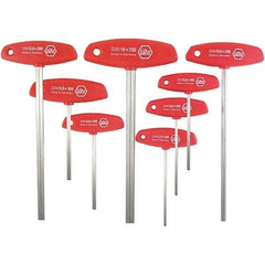 Wiha - 8 Piece, T-Handle Cushion Grip Hex Key Set - 2 to 10mm Range, - Apex Tool & Supply