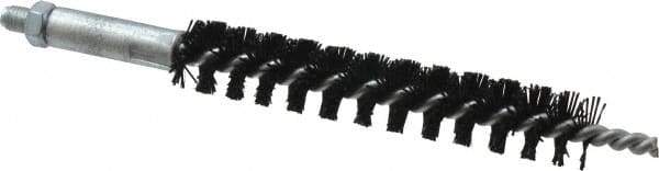 Schaefer Brush - 4" Brush Length, 5/8" Diam, Nylon Single Stem, Single Spiral Condenser Tube Brush - 6-1/4" Long, Nylon, 1/4-28 Male Connection - Apex Tool & Supply