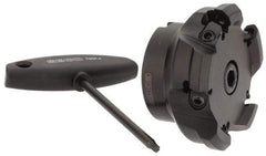 Seco - 3.15" Cut Diam, 1" Arbor Hole, 0.197" Max Depth of Cut, 43° Indexable Chamfer & Angle Face Mill - 5 Inserts, OF.. 070405 Insert, Right Hand Cut, 5 Flutes, Series R220.43 - Apex Tool & Supply