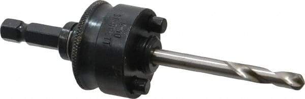 Starrett - 1-1/4 to 8-9/32" Tool Diam Compatibility, Straight Shank, Stainless Steel Integral Pilot Drill, Hole Cutting Tool Arbor - 3/8" Min Chuck, Hex Shank Cross Section, Threaded Shank Attachment, For SH, DH, CT & D Hole Saws - Apex Tool & Supply