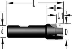 Cutting Tool Technologies - 1-1/4" Cut Diam, 0.38" Max Depth of Cut, 1" Shank Diam, 3.93" OAL, Indexable Square Shoulder End Mill - APKT 1003... Inserts, Weldon Shank, 90° Lead Angle, Through Coolant - Apex Tool & Supply