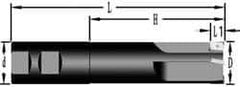 Cutting Tool Technologies - 1-1/2" Cut Diam, 0.38" Max Depth of Cut, 1-1/2" Shank Diam, 7-3/4" OAL, Indexable Square Shoulder End Mill - APKT 1003... Inserts, Weldon Shank, 90° Lead Angle - Apex Tool & Supply