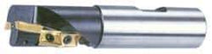 Cutting Tool Technologies - 3/4" Cut Diam, 1.15" Max Depth of Cut, 3/4" Shank Diam, 3-1/2" OAL, Indexable Square Shoulder Helical End Mill - APKT 1003... Inserts, Weldon Shank, 90° Lead Angle - Apex Tool & Supply