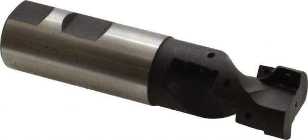 Cutting Tool Technologies - 1" Cut Diam, 1-1/2" Max Depth of Cut, 1" Shank Diam, 4-1/4" OAL, Indexable Square Shoulder Helical End Mill - APKT 1003... Inserts, Weldon Shank, 90° Lead Angle - Apex Tool & Supply