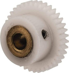 Made in USA - 48 Pitch, 0.792" Pitch Diam, 0.833" OD, 38 Tooth Spur Gear - 1/8" Face Width, 3/16" Bore Diam, 35/64" Hub Diam, 20° Pressure Angle, Acetal - Apex Tool & Supply