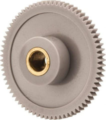 Made in USA - 48 Pitch, 1-1/2" Pitch Diam, 1.542" OD, 72 Tooth Spur Gear - 1/8" Face Width, 1/4" Bore Diam, 39/64" Hub Diam, 20° Pressure Angle, Acetal - Apex Tool & Supply