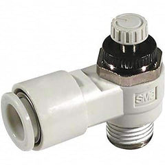 SMC PNEUMATICS - Speed & Flow Control Valves Valve Type: Flow Control Elbow Male Thread Size: R(PT) 1/8 - Apex Tool & Supply