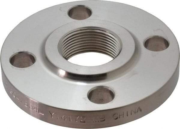 Merit Brass - 1-1/4" Pipe, 4-5/8" OD, Stainless Steel, Threaded Pipe Flange - 3-1/2" Across Bolt Hole Centers, 5/8" Bolt Hole, 150 psi, Grades 304 & 304L - Apex Tool & Supply