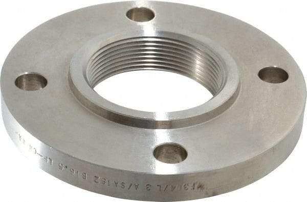 Value Collection - 3" Pipe, 7-1/2" OD, Stainless Steel, Threaded Pipe Flange - 6" Across Bolt Hole Centers, 3/4" Bolt Hole, 150 psi, Grades 304 & 304L - Apex Tool & Supply