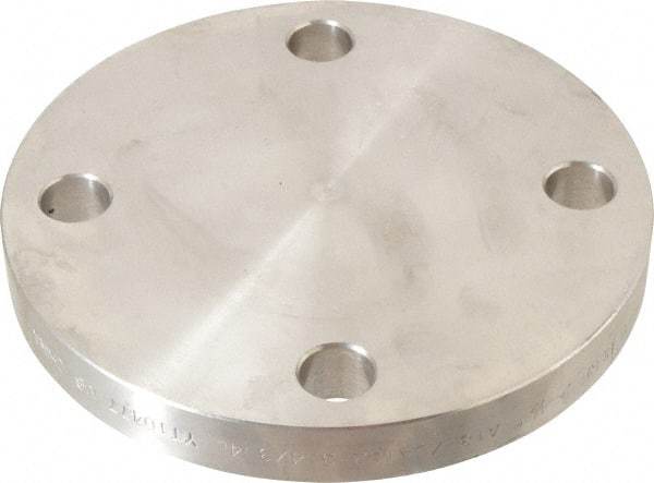 Merit Brass - 2-1/2" Pipe, 7" OD, Stainless Steel, Blind Pipe Flange - 5-1/2" Across Bolt Hole Centers, 3/4" Bolt Hole, 150 psi, Grades 304 & 304L - Apex Tool & Supply