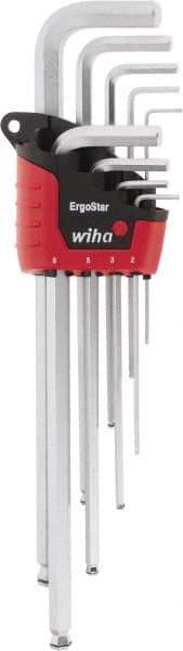 Wiha - 9 Piece L-Key Ball End Hex Key Set - Hex Range 1.5 to 10mm - Apex Tool & Supply