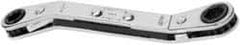 Proto - 1/4" x 5/16" 6 Point Reversible Ratcheting Offset Box Wrench - Double End, 41/64" Head Diam x 3/8" Head Thickness, 4-1/4" OAL, Steel, Polished Finish, 25° Offset - Apex Tool & Supply