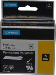 Rhino - 216" Long, White Permanent Polyester Tape Permanent Polyester Tape - For DYMO Brand Labeling Equipment Designed for "D1" Tapes (Check Width Compatibility) - Apex Tool & Supply