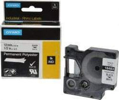 Rhino - 216" Long, White Permanent Polyester Tape Permanent Polyester Tape - For DYMO Brand Labeling Equipment Designed for "D1" Tapes (Check Width Compatibility) - Apex Tool & Supply