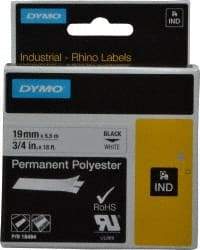 Rhino - 216" Long, White Permanent Polyester Tape Permanent Polyester Tape - For DYMO Brand Labeling Equipment Designed for "D1" Tapes (Check Width Compatibility) - Apex Tool & Supply