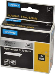 Rhino - 216" Long, Metallized Silver Polyester Metallized Tape - For DYMO Brand Labeling Equipment Designed for "D1" Tapes (Check Width Compatibility) - Apex Tool & Supply