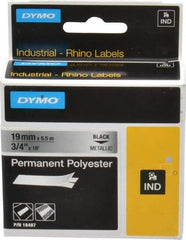 Rhino - 216" Long, Metallized Silver Polyester Metallized Tape - For DYMO Brand Labeling Equipment Designed for "D1" Tapes (Check Width Compatibility) - Apex Tool & Supply