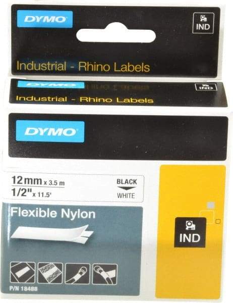 Rhino - 138" Long, White Nylon Flexible Tape - For DYMO Brand Labeling Equipment Designed for "D1" Tapes (Check Width Compatibility) - Apex Tool & Supply