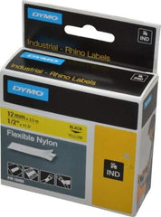 Rhino - 138" Long, Yellow Nylon Flexible Tape - For DYMO Brand Labeling Equipment Designed for "D1" Tapes (Check Width Compatibility) - Apex Tool & Supply
