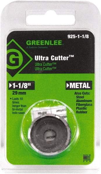 Greenlee - 1-1/8" Diam, 0.53" Cutting Depth, Hole Saw - High Speed Steel Saw, Toothed Edge - Apex Tool & Supply