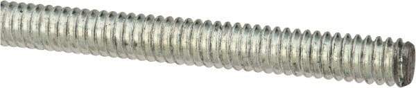 Made in USA - 1/4-20 UNC (Coarse), 2' Long, Low Carbon Steel Threaded Rod - Zinc-Plated Finish, Right Hand Thread - Apex Tool & Supply
