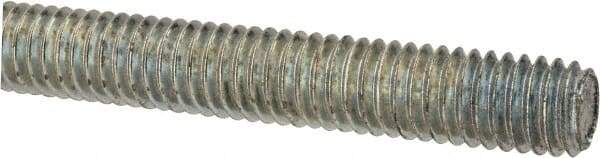 Made in USA - 3/8-16 UNC (Coarse), 2' Long, Low Carbon Steel Threaded Rod - Zinc-Plated Finish, Right Hand Thread - Apex Tool & Supply
