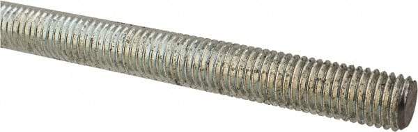 Made in USA - 5/8-11 UNC (Coarse), 2' Long, Low Carbon Steel Threaded Rod - Zinc-Plated Finish, Right Hand Thread - Apex Tool & Supply