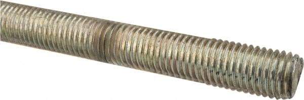 Made in USA - 3/4-10 UNC (Coarse), 2' Long, Low Carbon Steel Threaded Rod - Zinc-Plated Finish, Right Hand Thread - Apex Tool & Supply