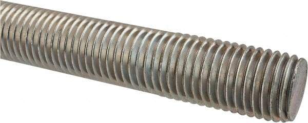 Made in USA - 1-8 UNC (Coarse), 2' Long, Low Carbon Steel Threaded Rod - Zinc-Plated Finish, Right Hand Thread - Apex Tool & Supply