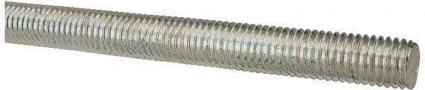 Made in USA - 9/16-12 UNC (Coarse), 3' Long, Low Carbon Steel Threaded Rod - Zinc-Plated Finish, Right Hand Thread - Apex Tool & Supply
