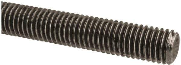 Made in USA - 9/16-12 UNC (Coarse), 2' Long, Low Carbon Steel Threaded Rod - Oil Finish Finish, Right Hand Thread - Apex Tool & Supply