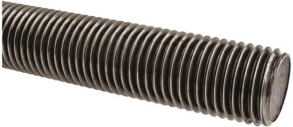 Made in USA - 1-1/4-7 UNC (Coarse), 2' Long, Low Carbon Steel Threaded Rod - Oil Finish Finish, Right Hand Thread - Apex Tool & Supply
