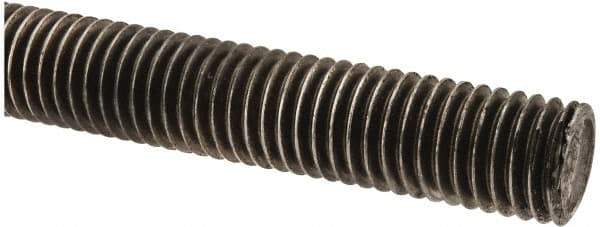 Made in USA - 9/16-12 UNC (Coarse), 3' Long, Low Carbon Steel Threaded Rod - Oil Finish Finish, Right Hand Thread - Apex Tool & Supply