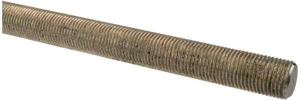 Made in USA - 9/16-18 UNF (Fine), 2' Long, Low Carbon Steel Threaded Rod - Zinc-Plated Finish, Right Hand Thread - Apex Tool & Supply