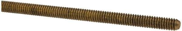 Made in USA - #8-32 UNC (Coarse), 3' Long, Brass Threaded Rod - Right Hand Thread - Apex Tool & Supply